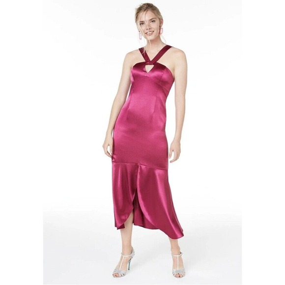 Aidan by Aidan Mattox Raspberry Liquid Satin Dress Pink Size 8 NWT - Picture 1 of 3